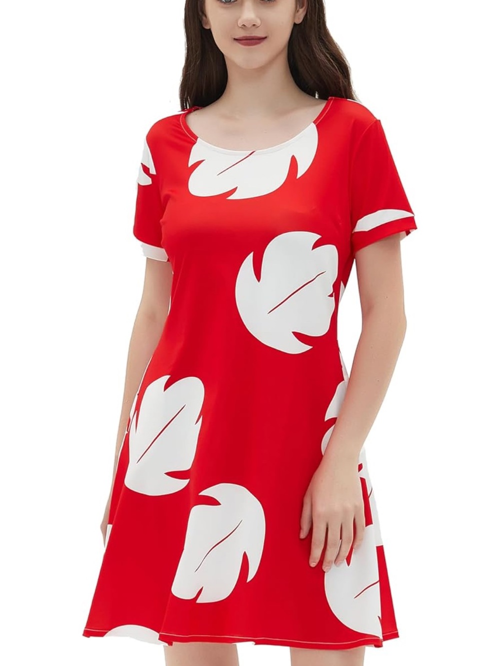 NWT Lilo and Stich inspired Lilo Hawaiian dress Size small  Red w/white leaves